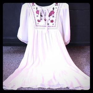 Lined Linen Dress With Embroidery from Francesca’s